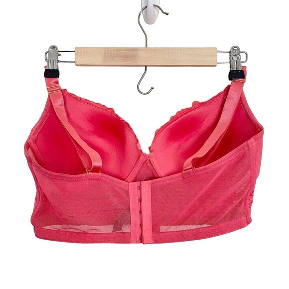 Daisy Fuentes Long Line Bra Push Up Coral Pink 38C - Picture 2 of 2